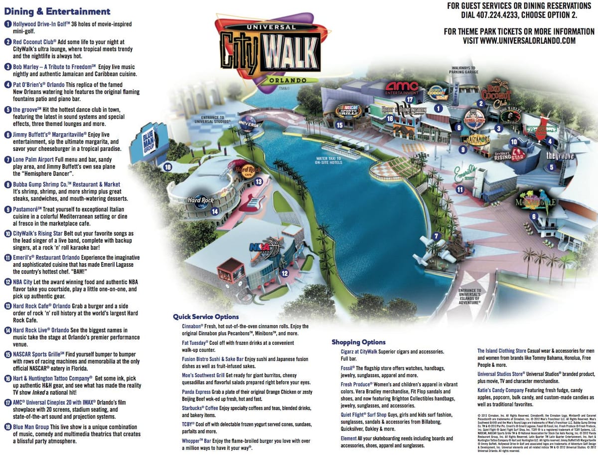 Inivèsèl citywalk, Orlando kat jeyografik