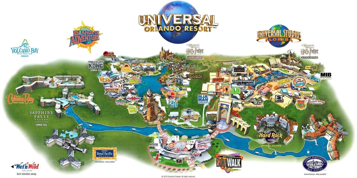 kat jeyografik nan Inivèsèl Orlando