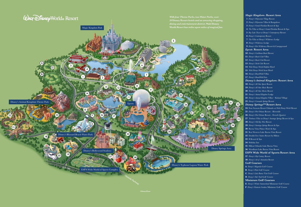 Disney World map resorts